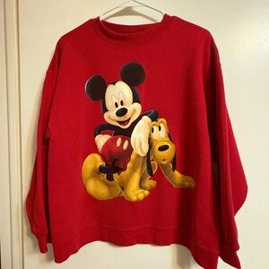 Vintage Red Mickey Mouse and Pluto Sweatshirt